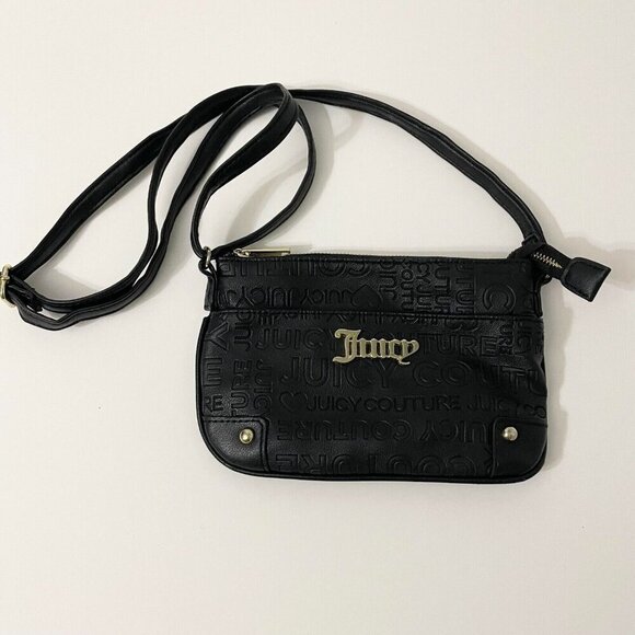 Juicy Couture Small Bag Crossbody Purse Debossed Faux Leather Shoulder Bag Flaws - Picture 1 of 16